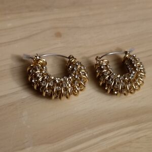 Urban Outfitters Vintage Style Gold Crystal Ring Large Huggy Earrings